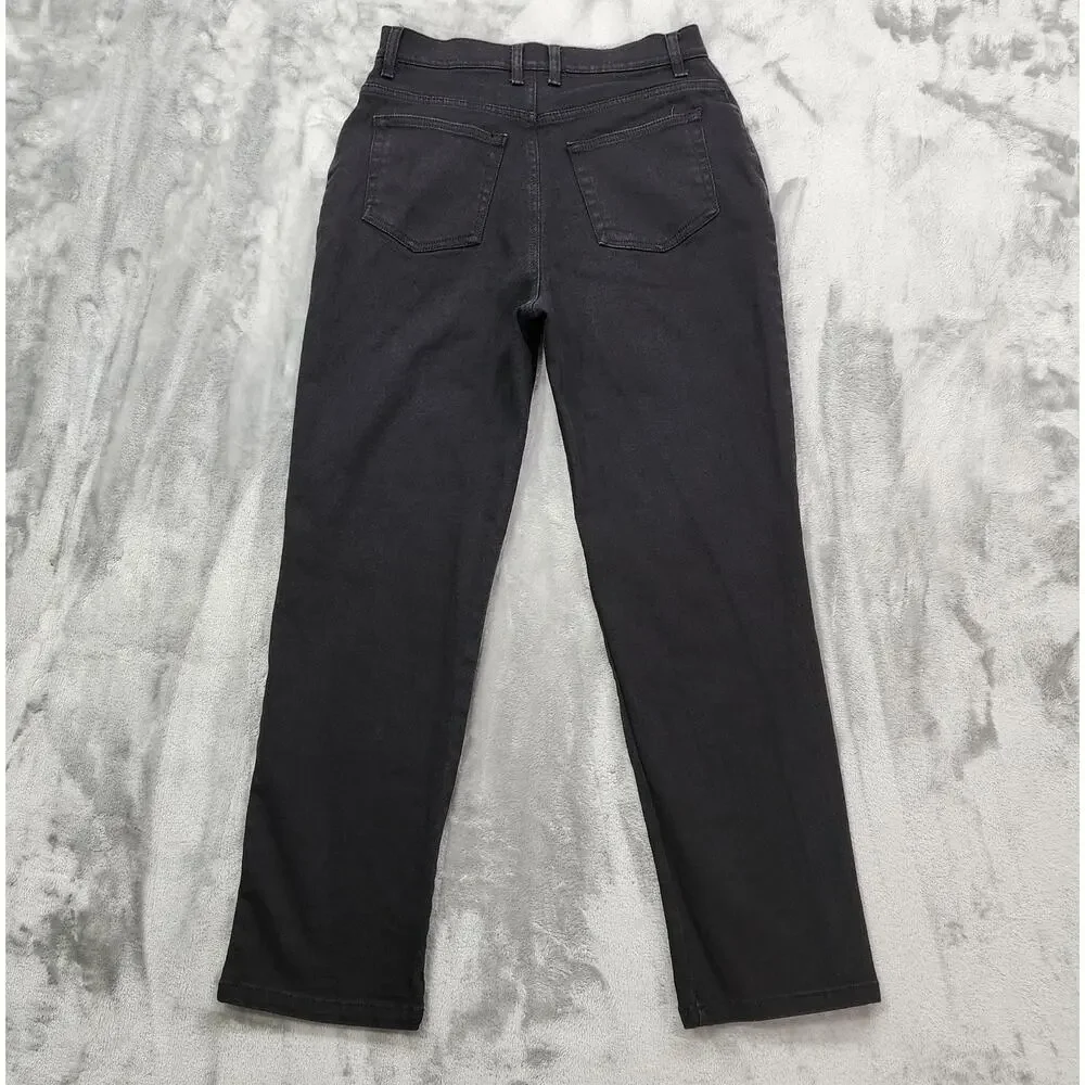 Vintage St Johns Bay Jeans Womens 10P PETITE Black‎ High Rise Straight Stretch